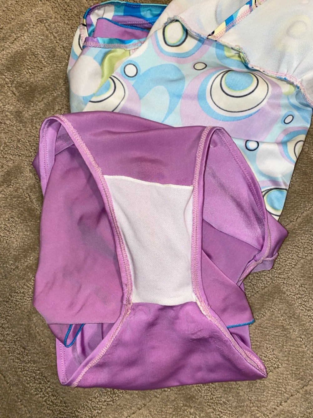 Retro Circle Print Swim Dress - Blue, Purple, Lime - Picture 9 of 10